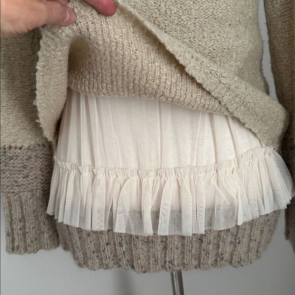 Charlie & Robin Anthropologie Wool Blend Romantic Boho Tiered Tulle Cardigan  M - Picture 7 of 13